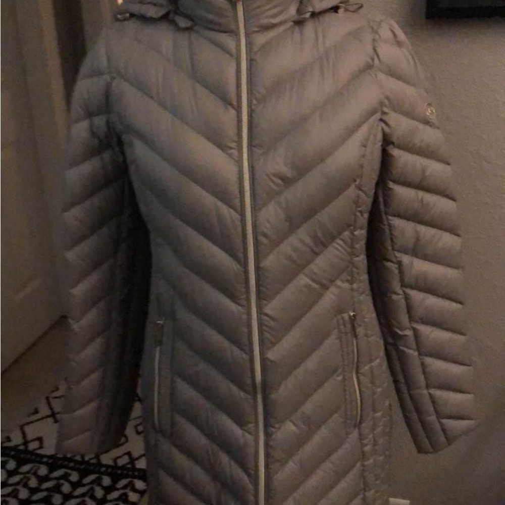 New Michael Kors grey down coat/ hood
